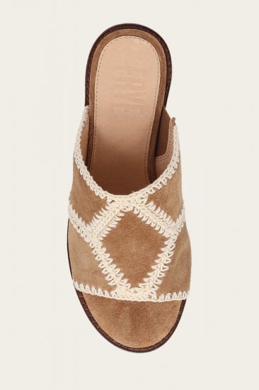 Frye Pipa Crochet Platform Sandal - Almond - Click Image to Close