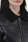 Frye Women's Leather Jacket With Sherling Collar And Cuffs - Women's Leather Jacket With Sherling Collar And Cuffs