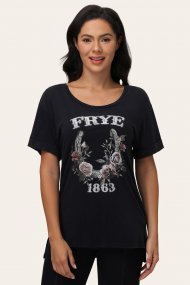 Frye Floral Graphic Rolled Cuff Tee - Floral Graphic Rolled Cuff Tee