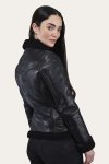 Frye Women's Leather Jacket With Sherling Collar And Cuffs - Women's Leather Jacket With Sherling Collar And Cuffs