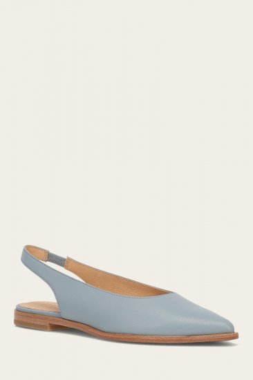 Frye Kenzie Slingback Flat - Steel-blue - Click Image to Close
