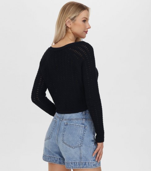 Frye Cropped Crochet V-Neck Cardigan - Cropped Crochet V-Neck Cardigan - Click Image to Close