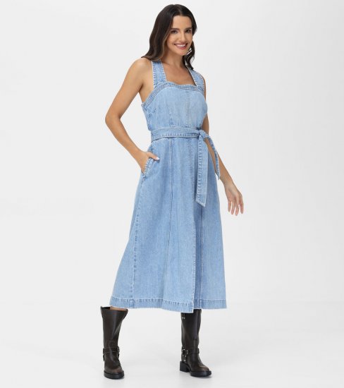 Frye Criss-cross Maxi Denim Dress - Criss-cross Maxi Denim Dress - Click Image to Close