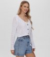 Frye Cropped Crochet V-Neck Cardigan - Cropped Crochet V-Neck Cardigan