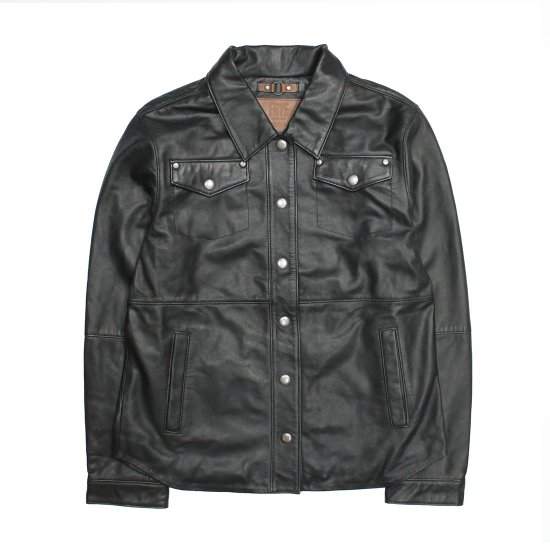 Frye Black Leather Shirt - Frye Black Leather Shirt - Click Image to Close