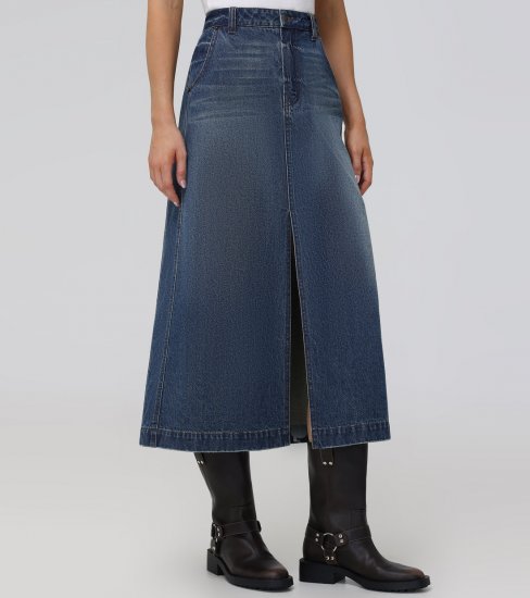 Frye Seamed Denim Maxi Skirt - Seamed Denim Maxi Skirt - Click Image to Close