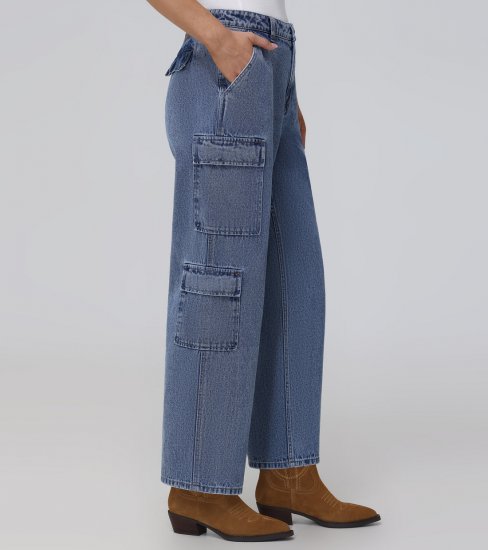 Frye High Rise Utility Cargo Jeans - High Rise Utility Cargo Jeans - Click Image to Close