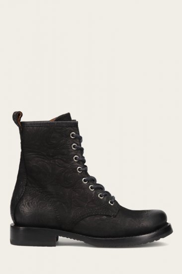 Frye Veronica Combat - Black-floral - Click Image to Close