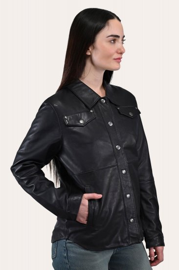 Frye Black Leather Shirt - Frye Black Leather Shirt - Click Image to Close