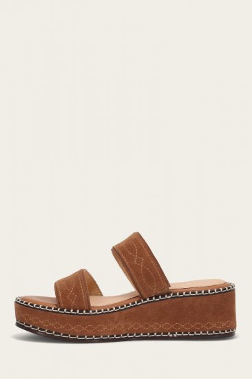 Frye Joy Woodstock 2 Band Platform Slide - Bark - Click Image to Close