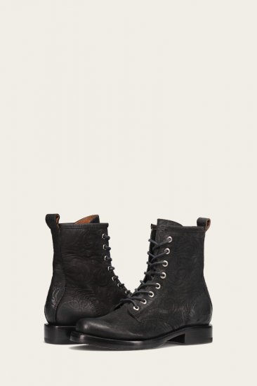Frye Veronica Combat - Black-floral - Click Image to Close