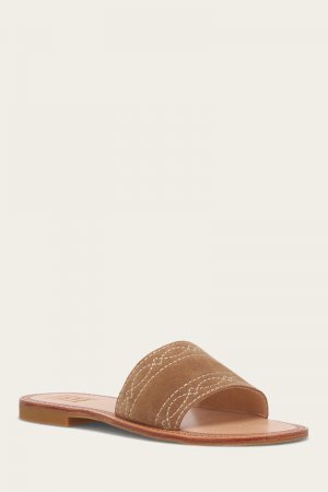 Frye Ava Woodstock Slide - Almond