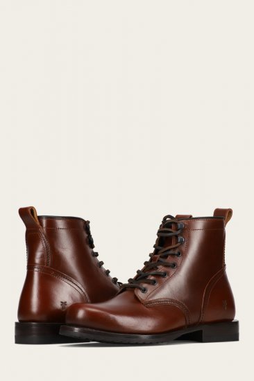 Frye Hudson Workboot Plain Toe - Mahogany - Click Image to Close