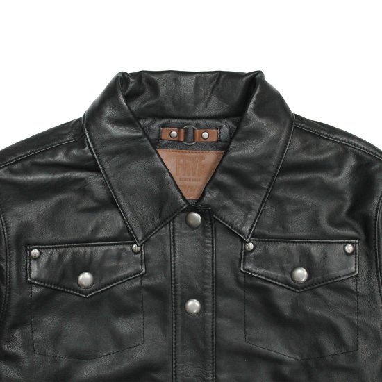 Frye Black Leather Shirt - Frye Black Leather Shirt - Click Image to Close