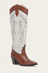Frye Sara Western Tall Stud - Cinnamon-ivory