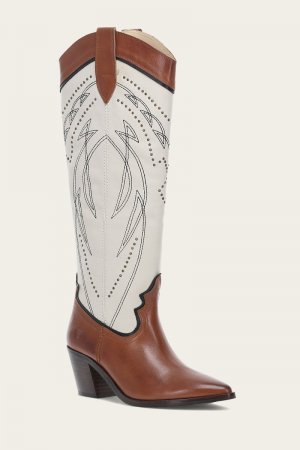 Frye Sara Western Tall Stud - Cinnamon-ivory