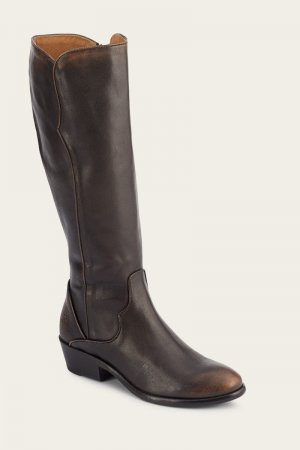 Frye Carson Piping Tall - Black-brush-off