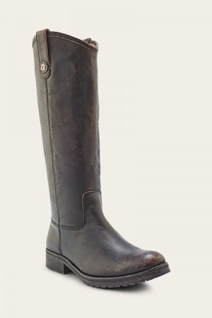 Frye Melissa Double Sole Button Lug Tall - Antiqued-black