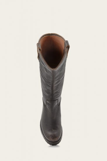 Frye Melissa Double Sole Button Lug Tall - Antiqued-black - Click Image to Close