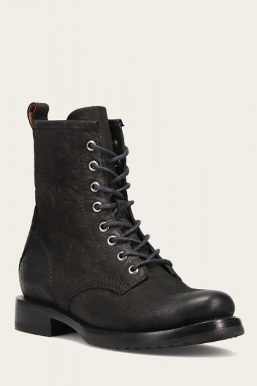 Frye Veronica Combat - Black-floral - Click Image to Close