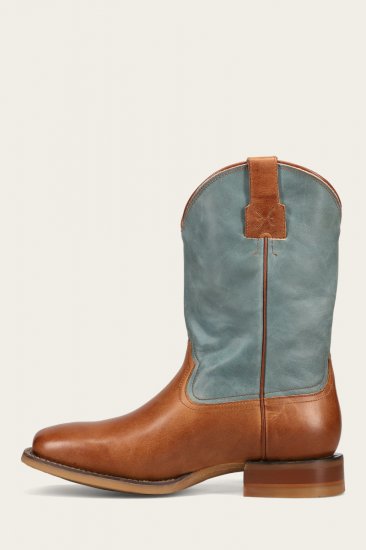 Frye Hauser Roper - Tan-faded-denim - Click Image to Close
