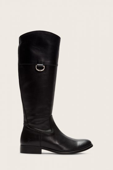 Frye Melissa D Ring Tall Wide Calf - Black - Click Image to Close