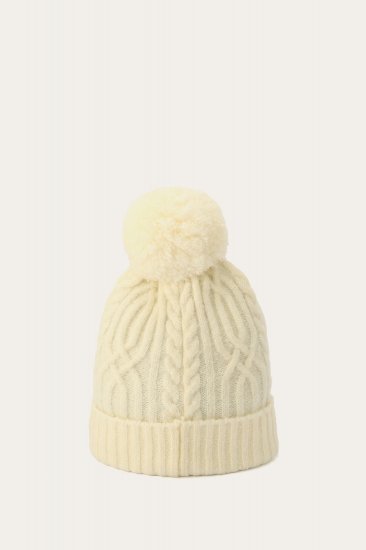 Frye Cable Beanie With Self Pom - Cable Beanie With Self Pom - Click Image to Close
