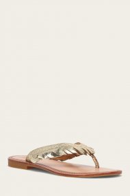 Frye Ava Fringe Sandal - Gold-mirror