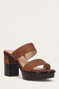 Frye Pipa Woodstock 2 Band Platform Sandal - Saddle
