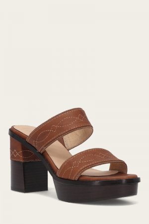 Frye Pipa Woodstock 2 Band Platform Sandal - Saddle
