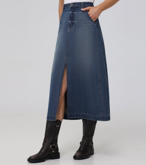 Frye Seamed Denim Maxi Skirt - Seamed Denim Maxi Skirt - Click Image to Close