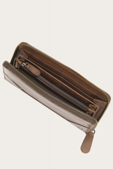 Frye Melissa Zip Around Wallet - Dark Brown - Click Image to Close