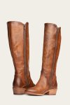 Frye Carson Piping Tall Wide Calf - Caramel