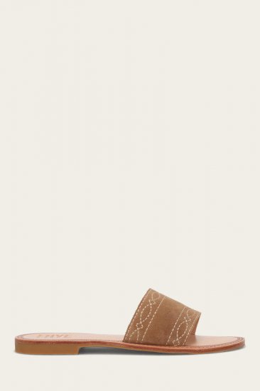 Frye Ava Woodstock Slide - Almond - Click Image to Close