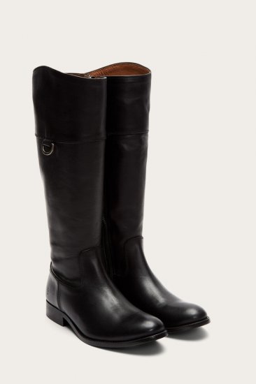 Frye Melissa D Ring Tall Wide Calf - Black - Click Image to Close