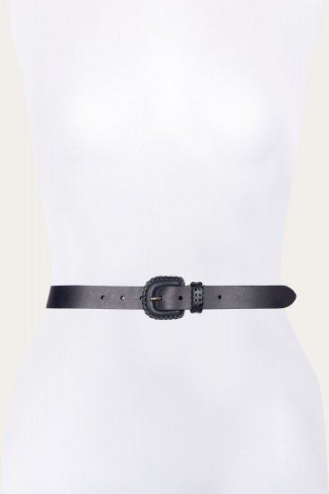 Frye 30mm Belt With Covered Buckle & Leather Lacing - 30mm Belt With Covered Buckle & Leather Lacing - Click Image to Close