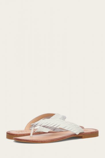 Frye Ava Fringe Sandal - White - Click Image to Close