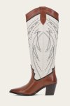 Frye Sara Western Tall Stud - Cinnamon-ivory