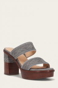 Frye Pipa Woodstock 2 Band Platform Sandal - Grey-sky