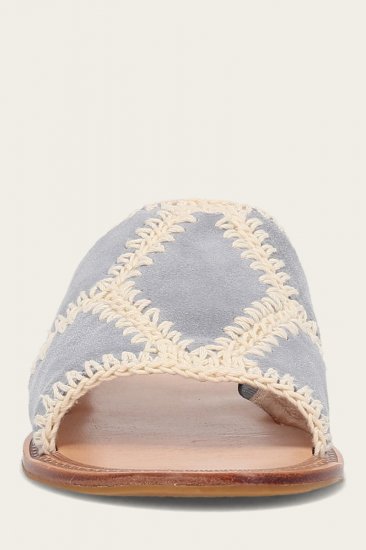 Frye Ava Crochet Slide - Steel-blue - Click Image to Close