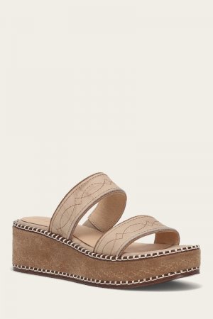 Frye Joy Woodstock 2 Band Platform Slide - Natural--almond