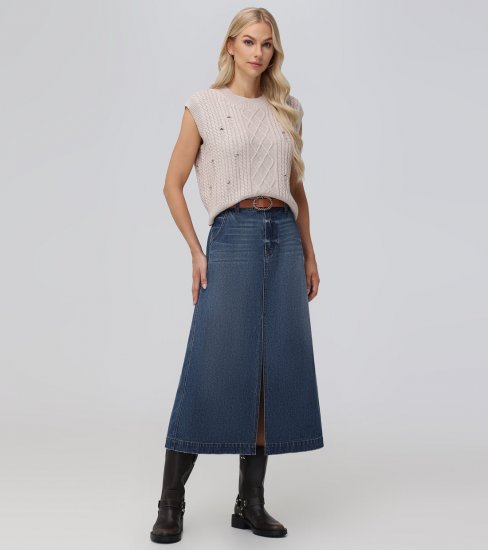 Frye Seamed Denim Maxi Skirt - Seamed Denim Maxi Skirt - Click Image to Close