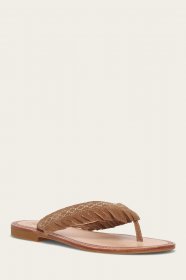 Frye Ava Fringe Sandal - Almond
