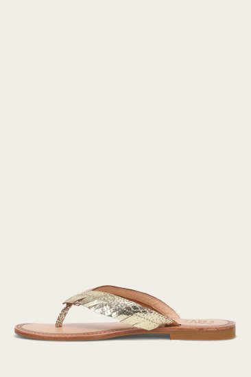Frye Ava Fringe Sandal - Gold-mirror - Click Image to Close