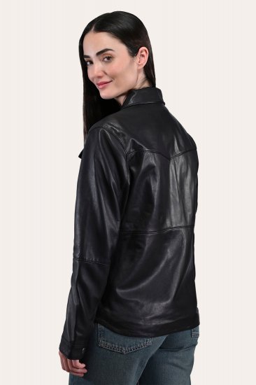 Frye Black Leather Shirt - Frye Black Leather Shirt - Click Image to Close