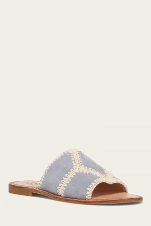 Frye Ava Crochet Slide - Steel-blue