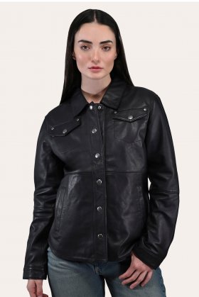 Frye Black Leather Shirt - Frye Black Leather Shirt