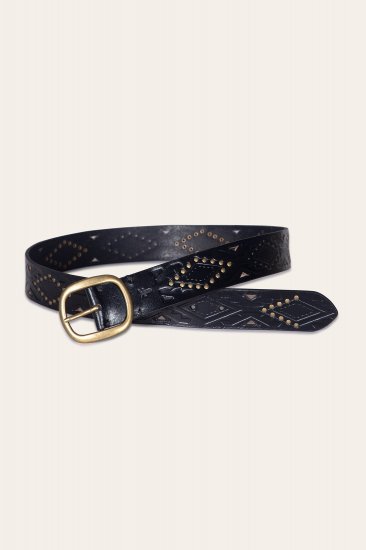 Frye 38mm Belt With Southwestern Embossing, Perf & Studs - 38mm Belt With Southwestern Embossing, Perf & Studs - Click Image to Close