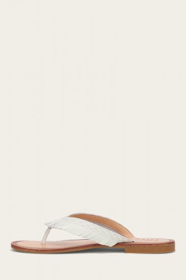 Frye Ava Fringe Sandal - White - Click Image to Close