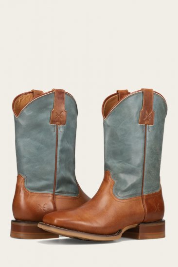 Frye Hauser Roper - Tan-faded-denim - Click Image to Close
